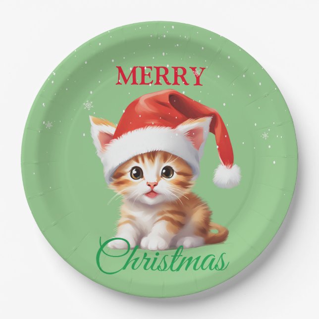 Funny Safari Tiere Cat Weihnachtskostüm Pappteller (Vorderseite)