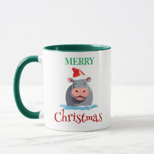 Funny Safari Tiere HIPPO Weihnachtskostüm Tasse