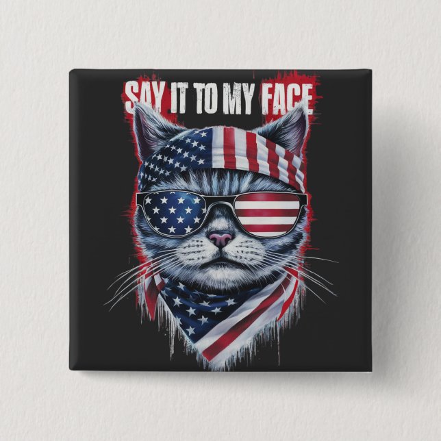 Funny sagt es zu meinem Gesicht Funny Cat Button (Vorderseite)