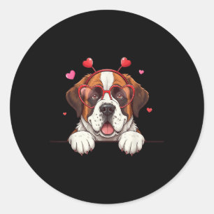Funny Saint Bernard Dog Heart Headband Valentine W Runder Aufkleber