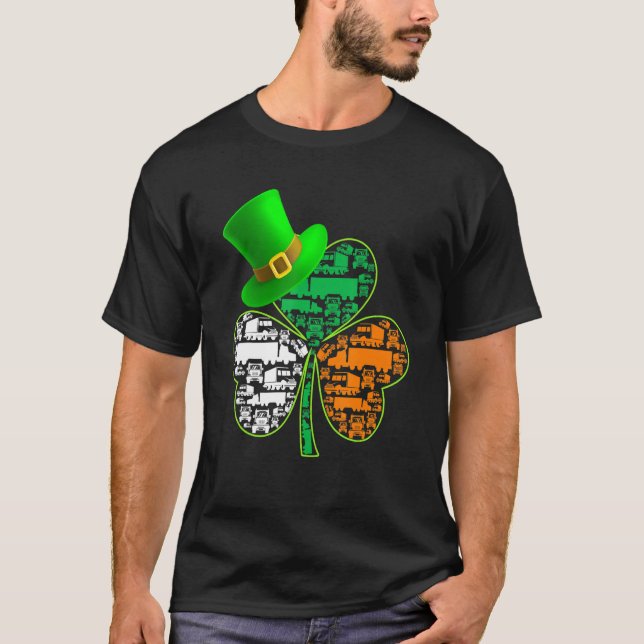 Funny Saint Patrick S Day Trucker Kleeblatt Hat Ir T-Shirt (Vorderseite)