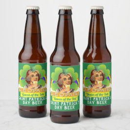 Funny Saint Patrick's Day Cleopatra Pun Irish Bierflaschenetikett