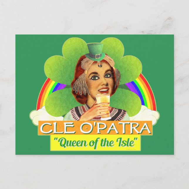 Funny Saint Patrick's Day Cleopatra Pun Irish Postkarte (Vorderseite)