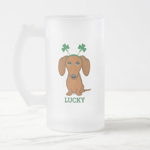Funny Saint Patrick's Day Hund Kleeblatts Custom Mattglas Bierglas