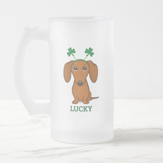 Funny Saint Patrick's Day Hund Kleeblatts Custom Mattglas Bierglas (Links)