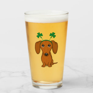 Funny Saint Patrick's Day Hunde Dackel Kleeblatts Glas
