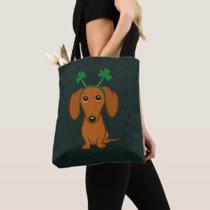 Funny Saint Patrick's Day Hunde Dackel Kleeblatts Tasche