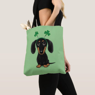 Funny Saint Patrick's Day Hunde Dackel Kleeblatts Tasche