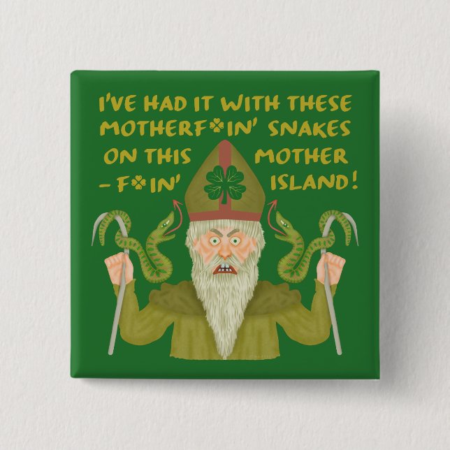 Funny Saint Patrick's Day Schlangen Joke Green Iri Button (Vorderseite)