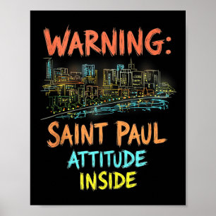 Funny Saint Paul Minnesota Night Skyline Vintag T Poster