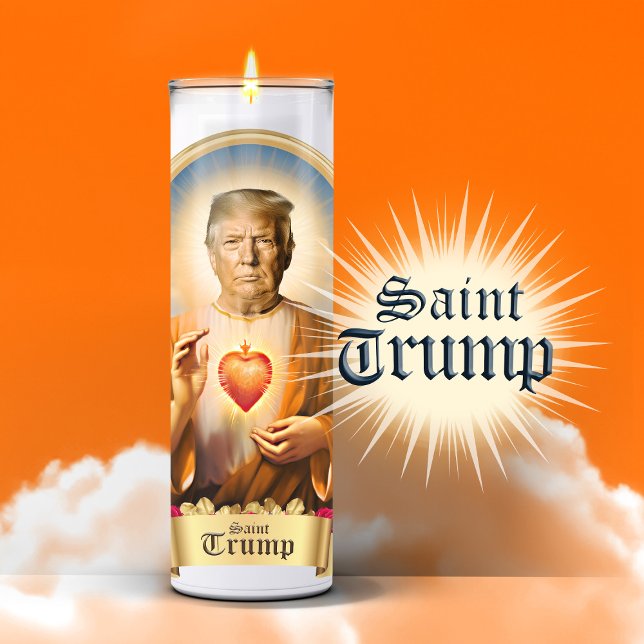Funny Saint Trump Gebet Candle Aufkleber (Saint Donald Trump Devotional Prayer Candle Sticker Label)
