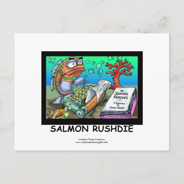 Funny Salman Rushdie Poisson Cartes Jeu De 8 (Devant)
