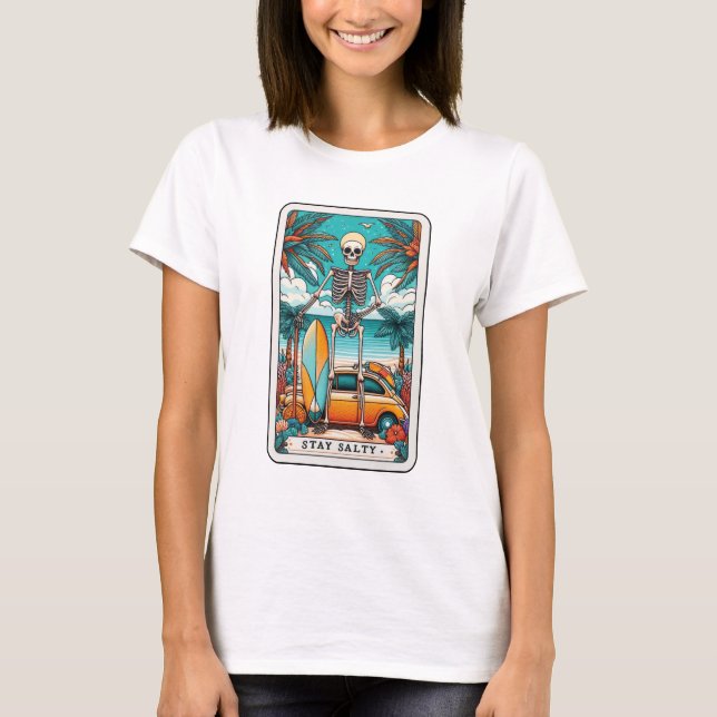Funny Salty Skeleton Tarot T-Shirt (Vorderseite)