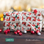 Funny Samoyed Christmas Pattern Geschenkpapier<br><div class="desc">Das lustige Samoyed Weihnachtsmuster zeichnet sich durch eine Aquarellfarbe aus,  die von einem Samoyed mit einem roten Weihnachtshut und einem roten Weihnachtsschal geprägt ist. Funny Design für Hunde Liebhaber!</div>