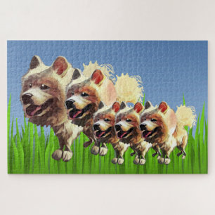 Funny Samoyed Hunde Eltern mit Puzzle