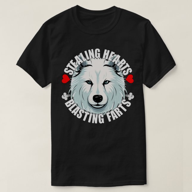 Funny Samoyed Stealing Hearts Blade Furzen Dog C T-Shirt (Design vorne)