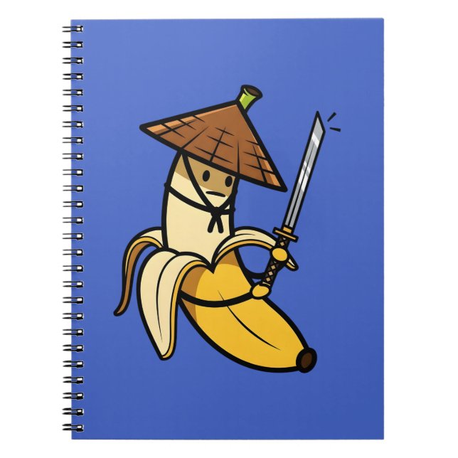 Funny Samurai Banana Ronin Cartoon Illustration Notizblock (Vorderseite)