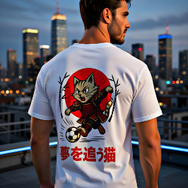 Funny Samurai Cat Soccer - Gift for Anime & Sports T-Shirt