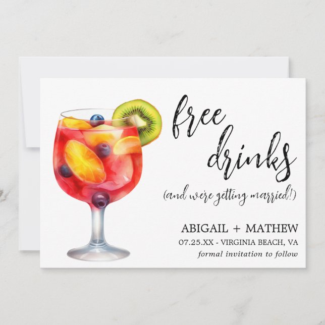 Funny Sangria Cocktail Drink Foto Hochzeit Save The Date (Vorderseite)