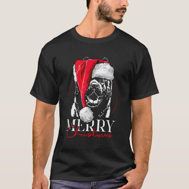 Funny Santa American Akita Frohe Weihnachtshunde M T-Shirt (Vorderseite)