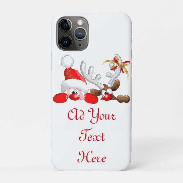 Funny Santa and Reindeer Cartoon Case-Mate iPhone Hülle (Rückseite)