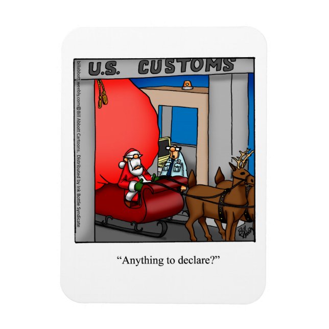 Funny Santa At Customs Humor Magnet Gift (Vertikal)