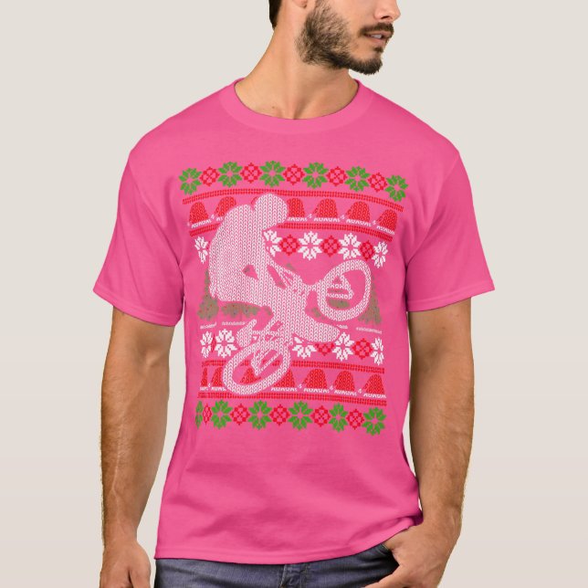 Funny Santa Bicycle Radfahrer Ugly Weihnachts-Bmx  T-Shirt (Vorderseite)