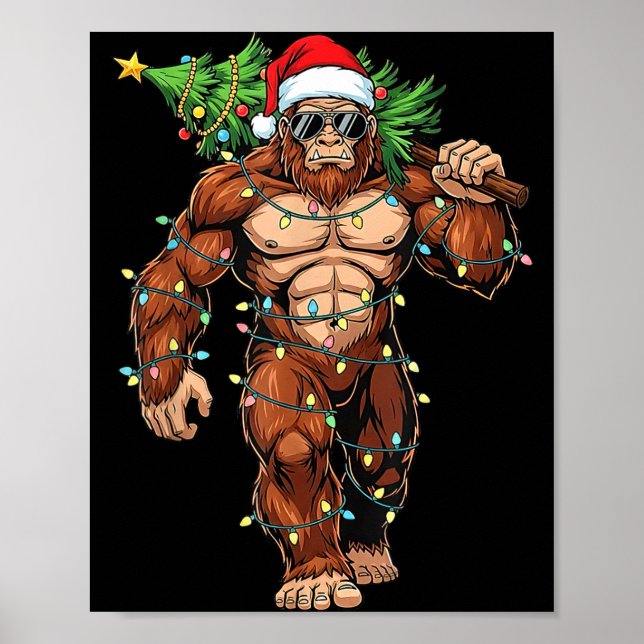 Funny Santa Bigfoot Christmas Tree Christmas Crypt Poster (Vorne)