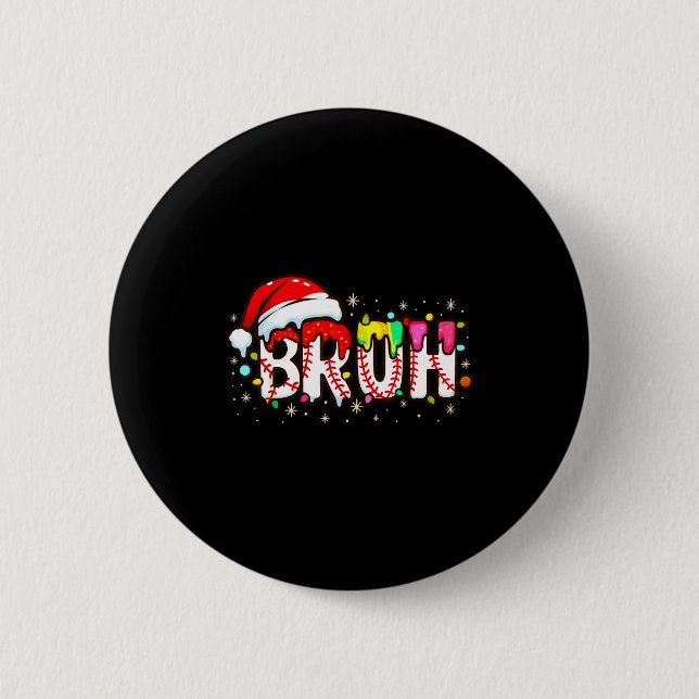 Funny Santa Bruh Baseball Christmas Xmas Meme Paja Button (Vorderseite)