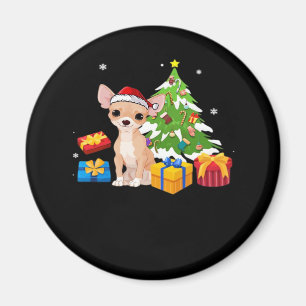 Funny Santa Chihuahua Dog Weihnachtsbaum Geschenke Magnet
