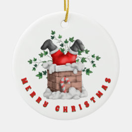 Funny Santa Chimney Merry Christmas Keramik Ornament
