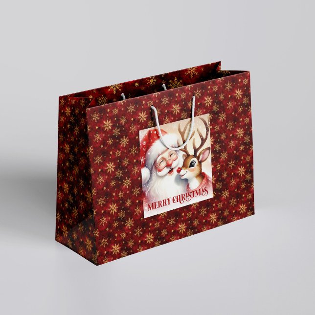 Funny Santa Claus and Rudolph Kids Holiday Gift   Große Geschenktüte (Funny Santa Claus and Rudolph Kids Holiday Gift Bag

)
