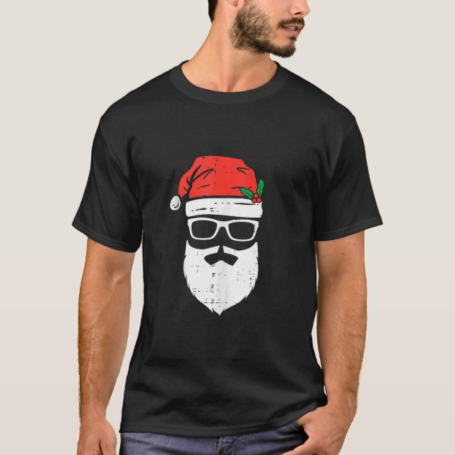 Funny Santa Claus Brille mit Hutbart C T-Shirt (Vorderseite)