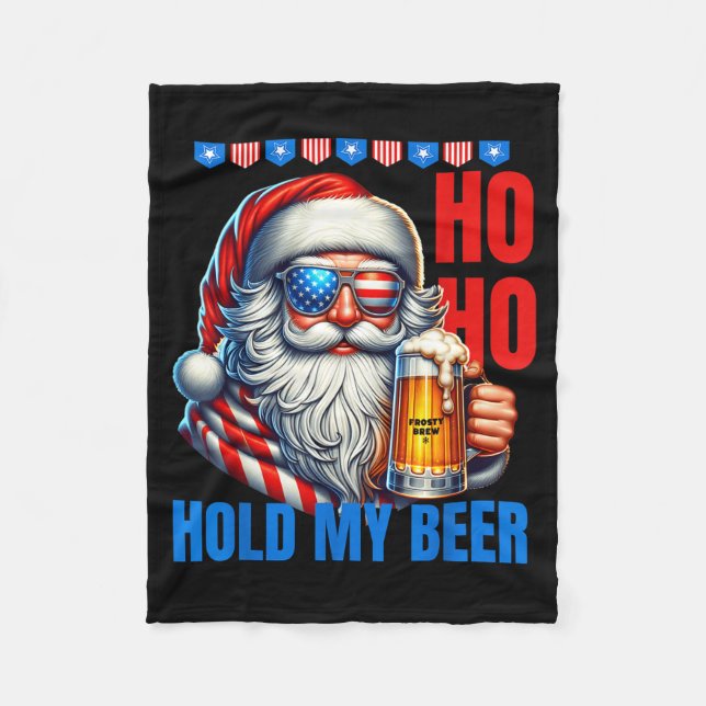 Funny Santa Claus Christmas July 4th Patriotic Hol Fleecedecke (Vorderseite)