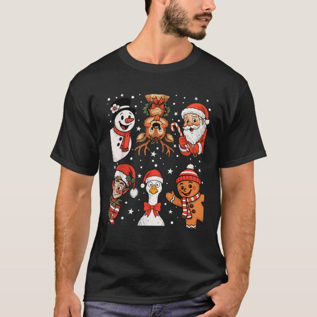 Funny Santa Claus Elf Snowman Ginger Bread Goose C T-Shirt (Vorderseite)
