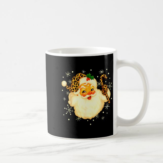 Funny Santa Claus Face Christmas Xmas Leopard Sant Kaffeetasse (Rechts)