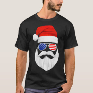 Funny Santa Claus face Sunglasses with Hat Beard C T-Shirt
