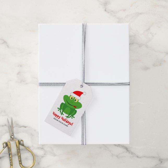 Funny Santa Claus Frosch Cartoon Weihnachten Weihn Geschenkanhänger (Mit Garn)