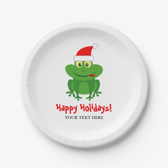 Funny Santa Claus Frosch Cartoon Weihnachten Weihn Pappteller (Vorderseite)