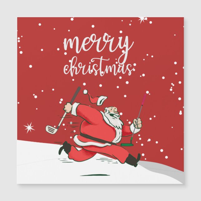 Funny Santa Claus Golf-Geschenk für Frohe Weihnach Magnetkarte (Vorderseite)