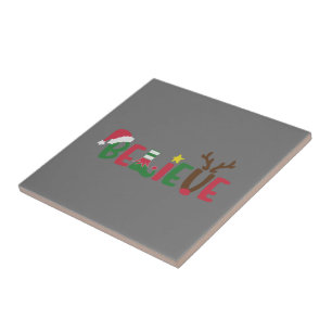 Funny Santa Claus Hat glaubt Snowflakes Weihnachte Fliese