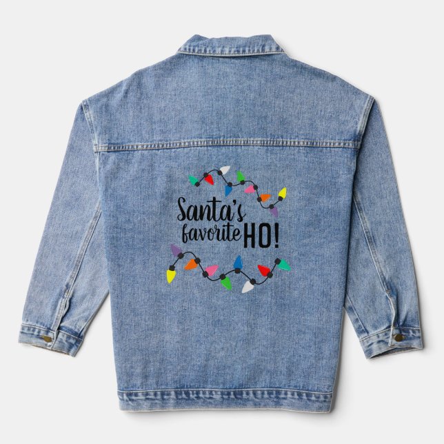 Funny Santa Claus Helper Xmas String Lights Jeansjacke (Rückseite)