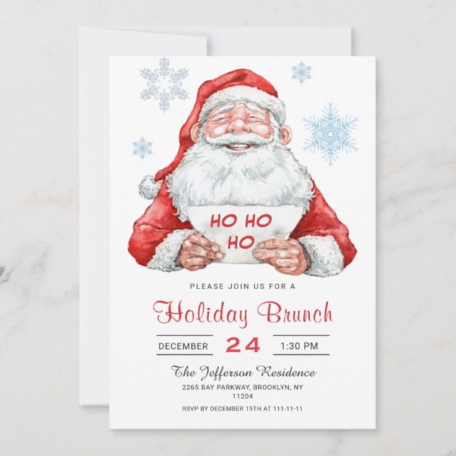 Funny Santa Claus Holiday Brunch Weihnachts-Party Einladung (Vorderseite)