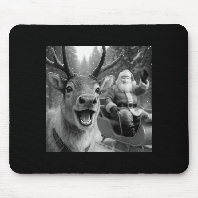 Funny Santa Claus In Sleigh With Reindeer Christma Mousepad (Vorne)