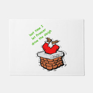 Funny Santa Claus Joke Stuck Chimney Xmas Urlaub Fußmatte