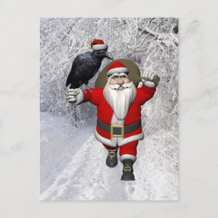 Funny Santa Claus Lieben Ravens Feiertagspostkarte