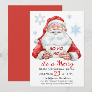 Funny Santa Claus Merry Christmas Kleines Party Einladung