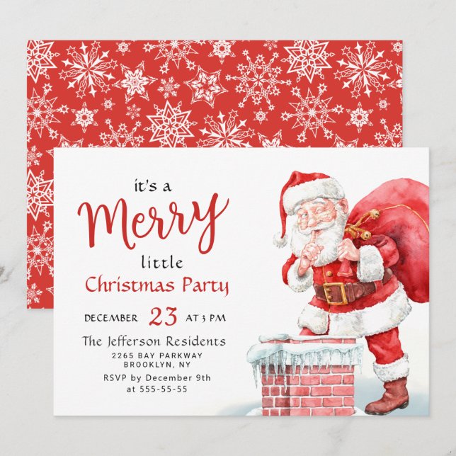 Funny Santa Claus Merry Christmas Kleines Party Einladung (Vorne/Hinten)