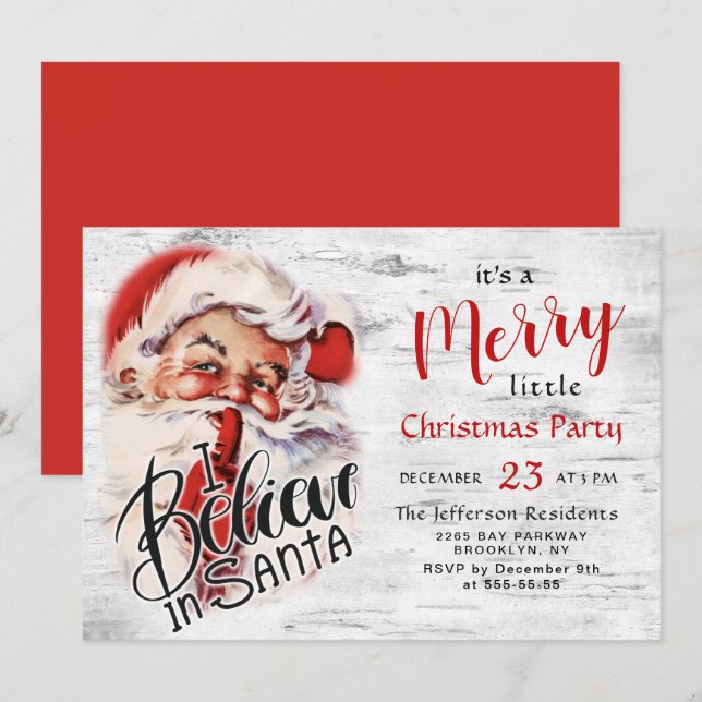 Funny Santa Claus Merry Christmas Kleines Party Einladung (Vorne/Hinten)