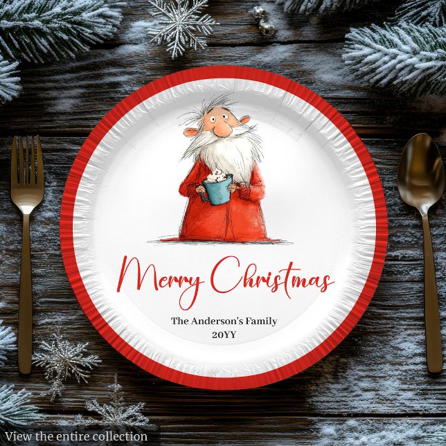 Funny Santa Claus Minimalist Holiday Tableware  Pappteller (Funny Santa Claus Minimalist Holiday Tableware Design

)